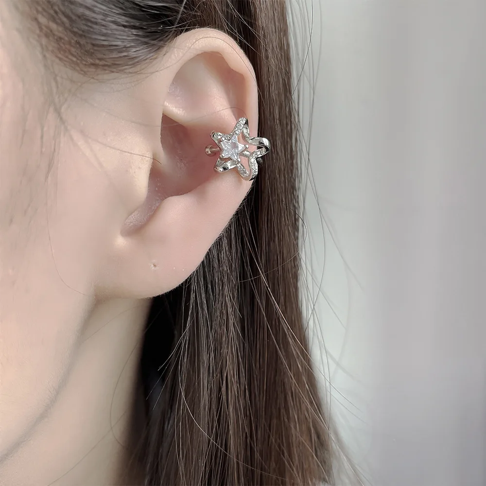 

New Trendy Silver Gold Color Clip Earrings Star Clear Elegant Geometric For Women Girl Gift Fashion Jewelry Dropship Wholesale