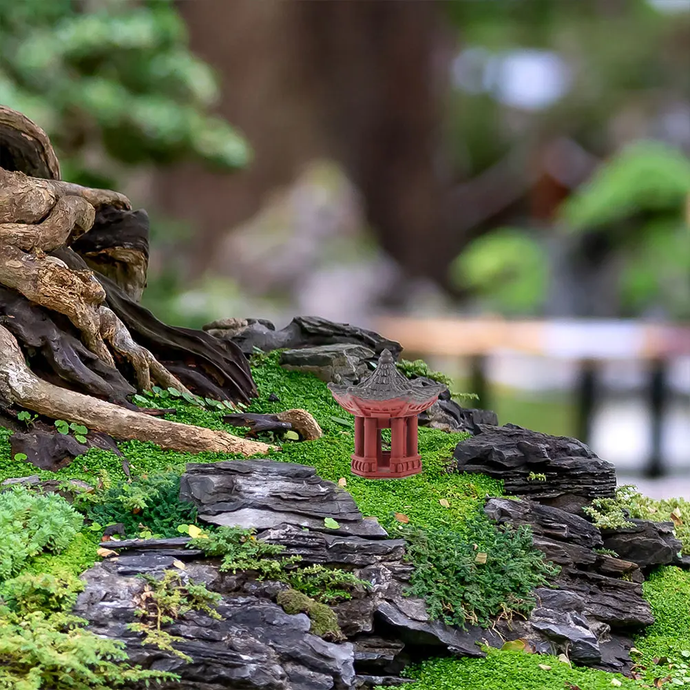 

6pcs Mini Pavilion Statue Gazebo Chinese Retro Building Pavilion Rockery Bonsai Fish Tank Micro Landscape Garden Ornament