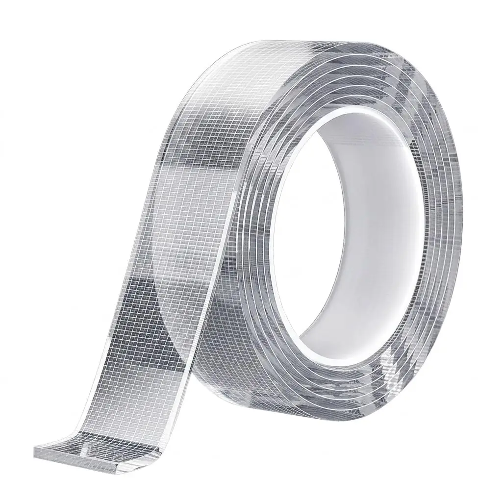 300CM Double Sided Adhesive Clear Heavy Duty Sticky Strips Washable Reusable Grid Pattern Tape for Poster Kitchen Bathroom