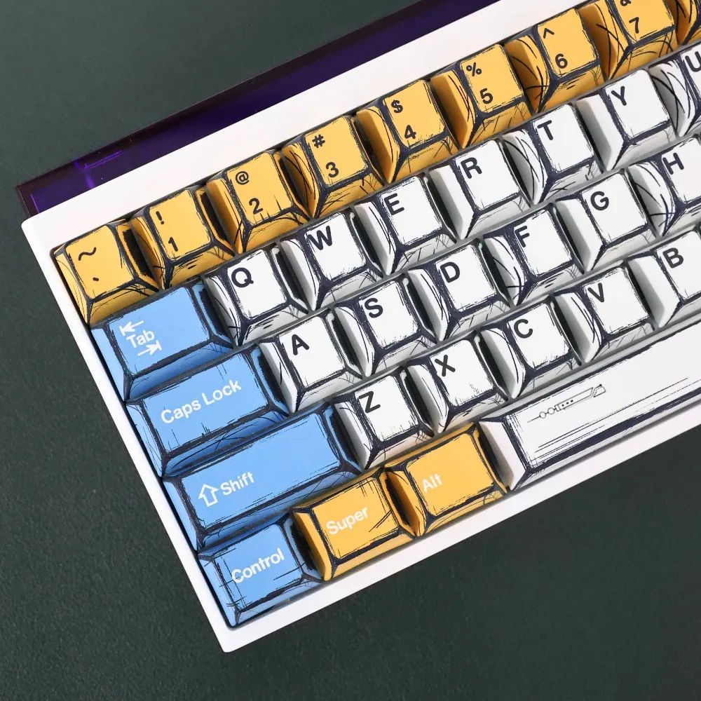 Cartoon Keycap Set PBT Cherry Profile Dye Sublimation Mixed Color 136 Keys Original Factory Height MX Mechanical Keyboard Keycap