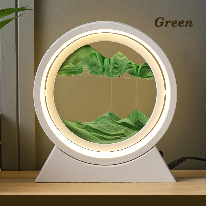 

USB-Powered 3D Quicksand Art Night Light LED Modern Glass Sandscape Lamp Home Decor Romantic Gift for Valentine's Day