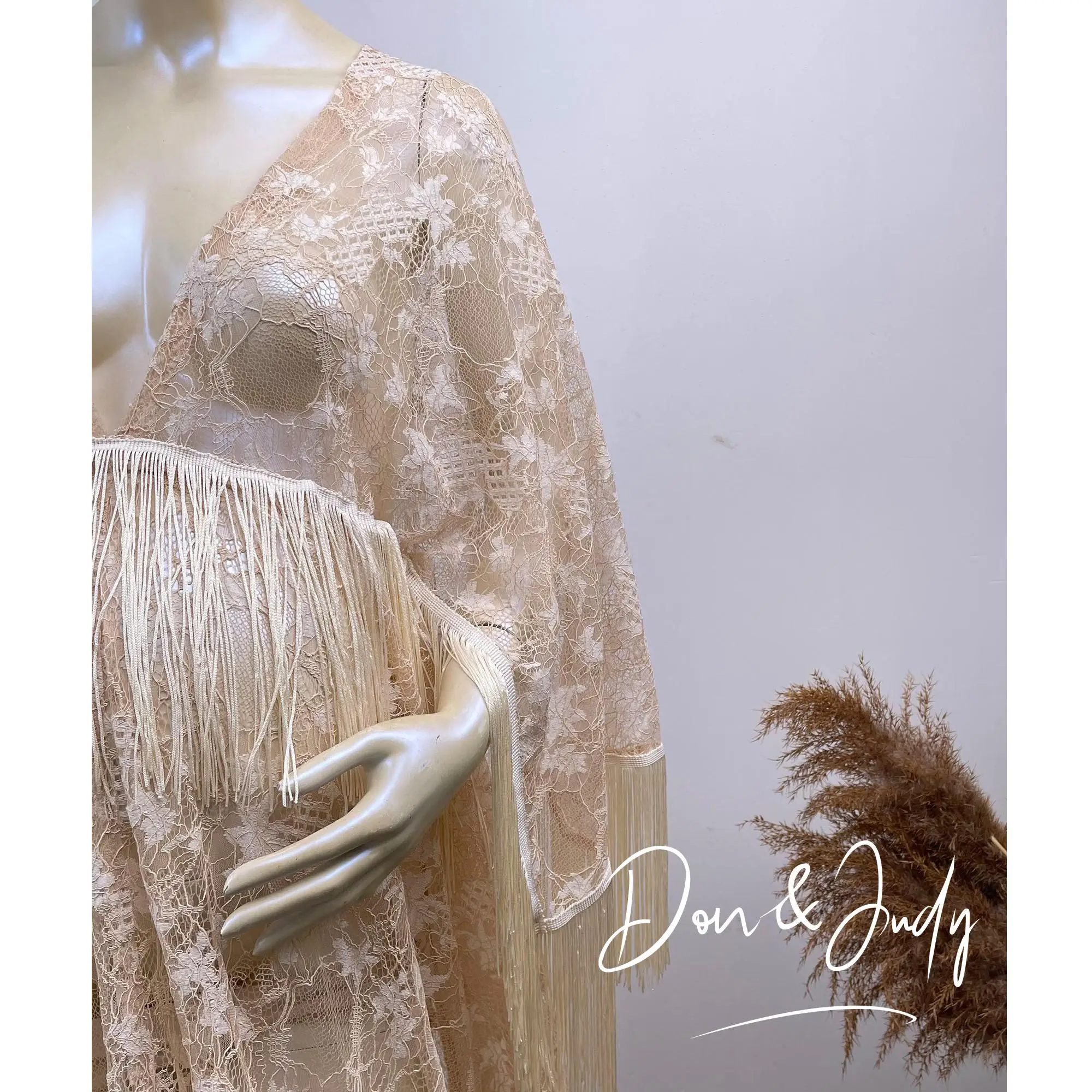 Don&Judy Baby Shower Maternity Dress For Photo Shoot V Neck Lace, Tassel Skirt For Pregnant Lady Woman Dresses