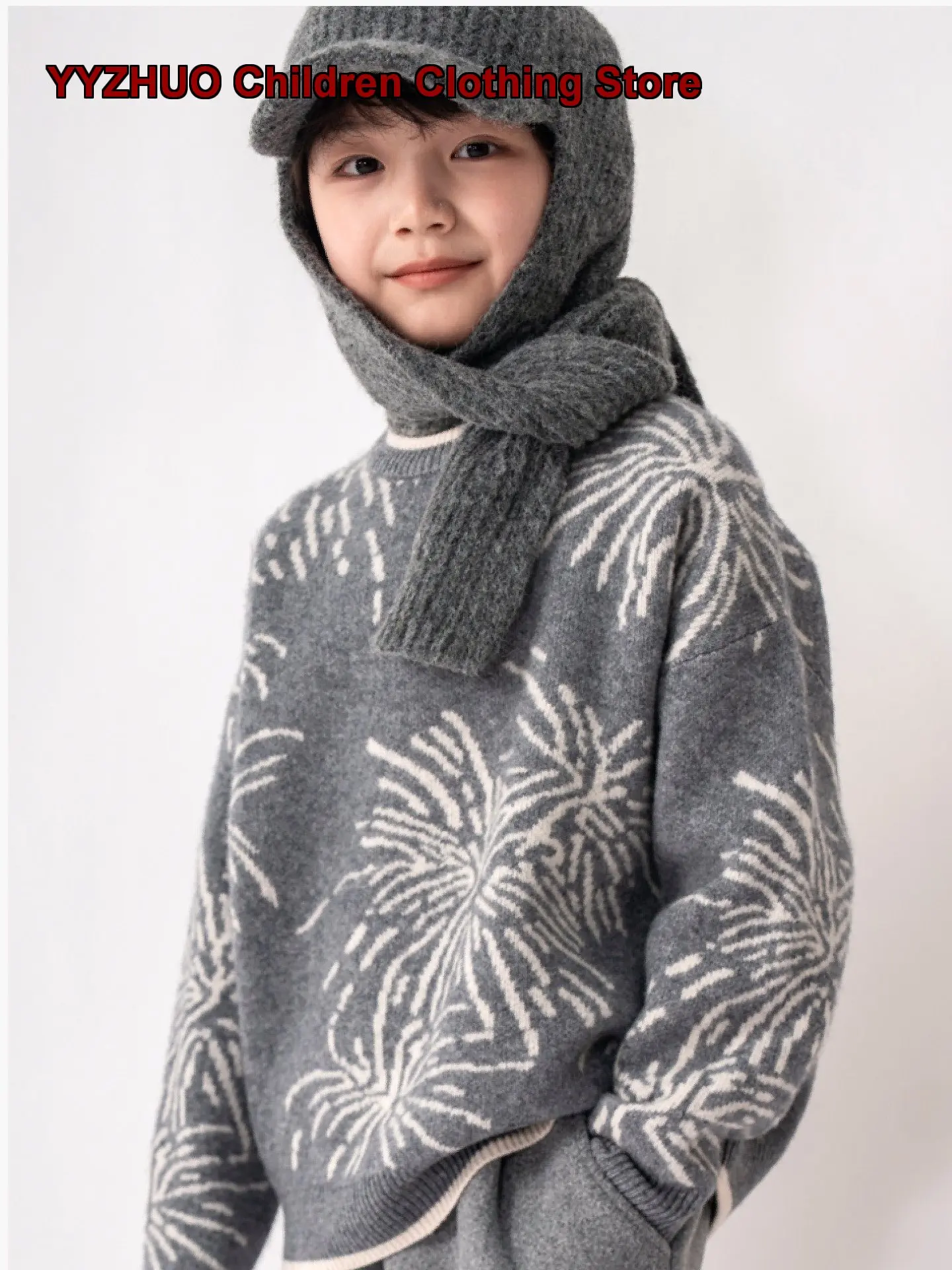 Aiskorui Boys Embroidered Stylish Cartoon Knit Top Kids