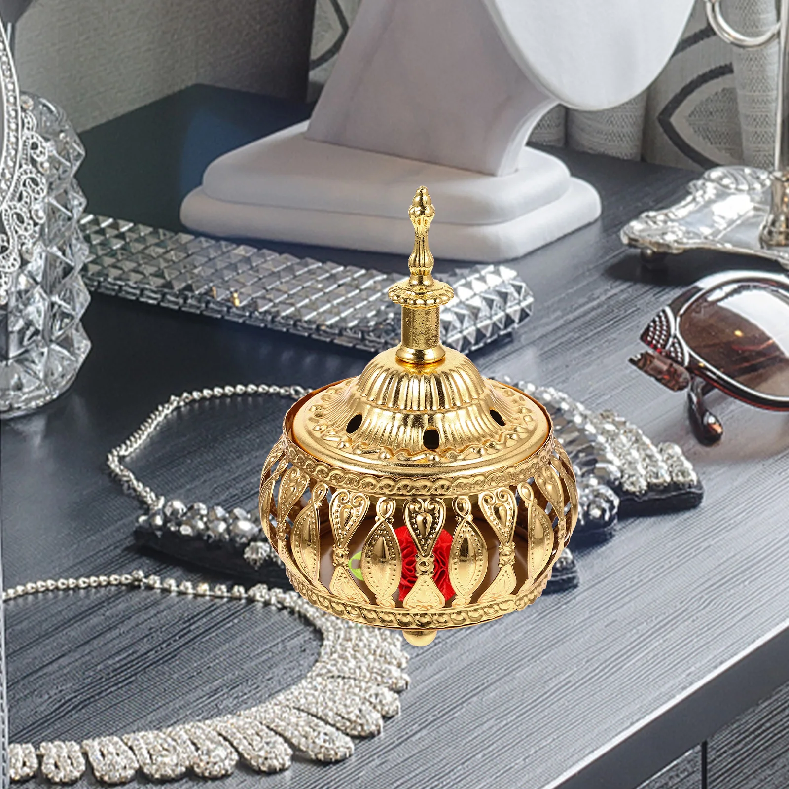

Incense Burner Storage Box Decorative Jewelry Organizer Iron Holder Home Decor Relaxing Elegant Creative Design