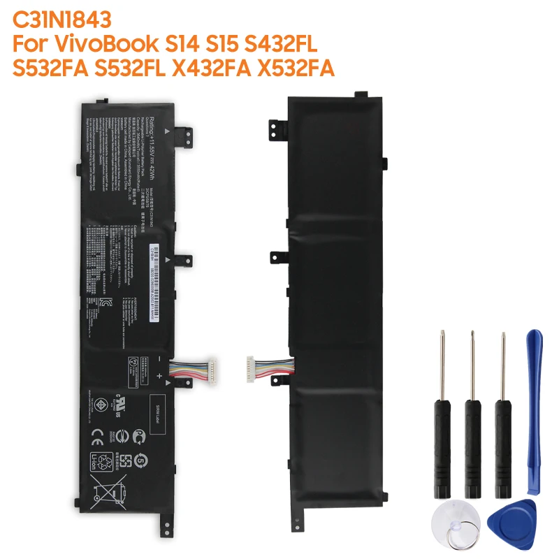 42Wh New Replacement Battery C31N1843 For ASUS VivoBook S14 VivoBook S15 S432FL S432FA S532FA S532FL X432FL X532FL 3640mAh