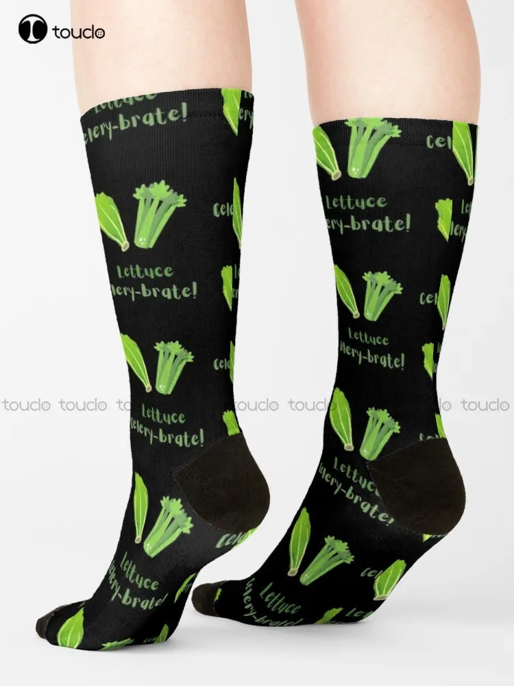 Lettuce Celery-Brate Socks Halloween Mushroom Socks Fashion Creative Leisure Funny Art Abstract Oil Painting Socks Unisex Adult