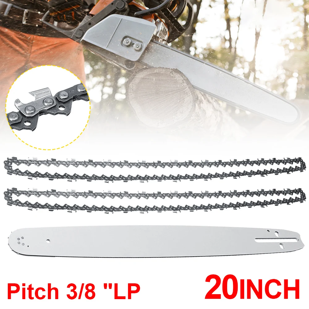 20 Inch Chainsaw Guide Bar with 1/2/3Pcs Metal Chainsaw Chain 20