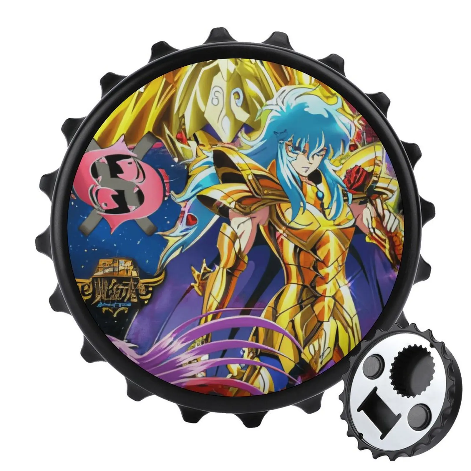 

Магнит на холодильник, открывалка для бутылок, магнитное притяжение, материал из сплава Saint Seiya, рыцари зодиака, товары с афродитом