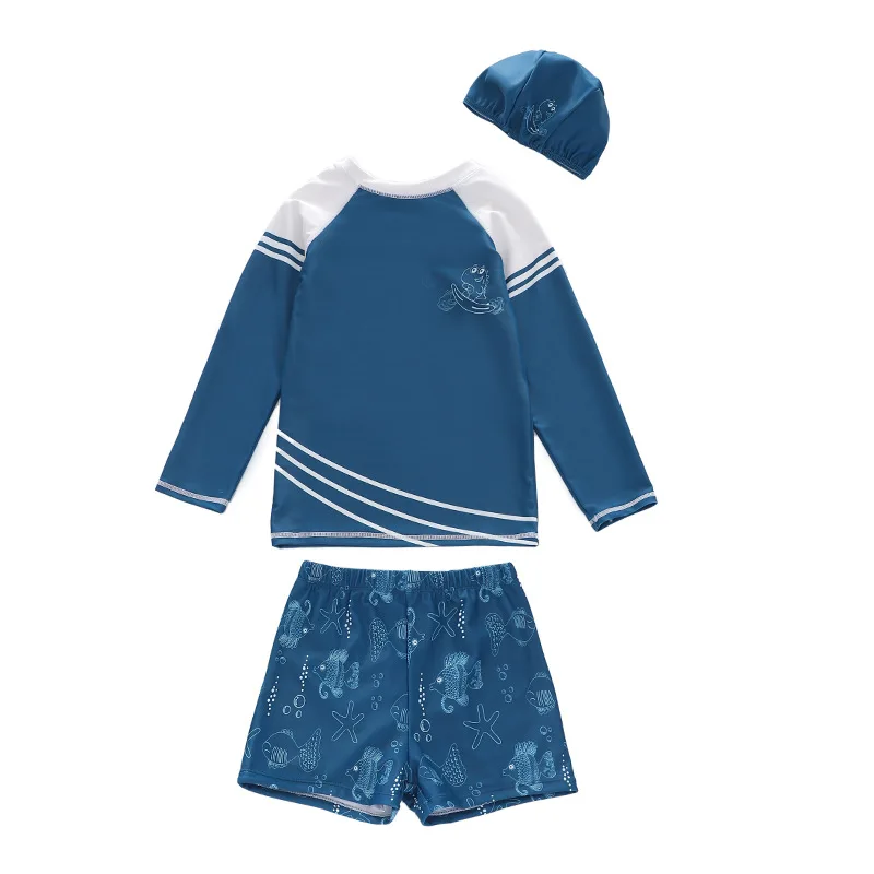 

HappyFlute Summer Hot Sale Two Piece Sets Long Sleeve With Cap Skin-friendly&Sunscreen Boy's Swimsuit