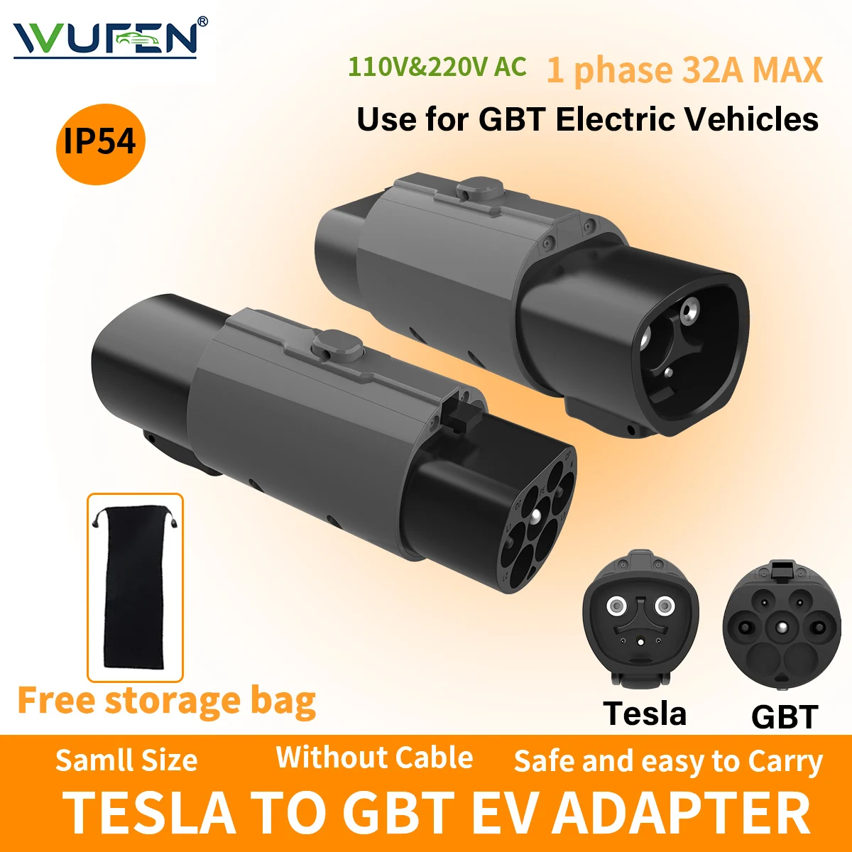 

Адаптер WUFEN Tesla To GBT 32A 220V GBT, разъем для зарядки электромобиля, адаптер NACS to GBT EV для стандартного автомобиля BYD China