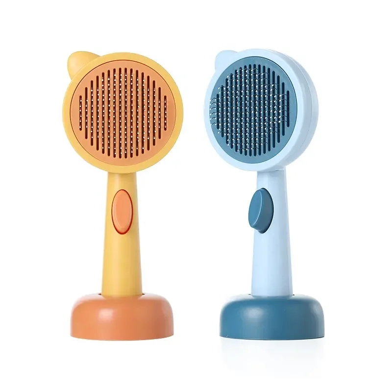

One-click Pet Remove Shedding Hair Tool Self-Cleaning Slicker Pet Comb