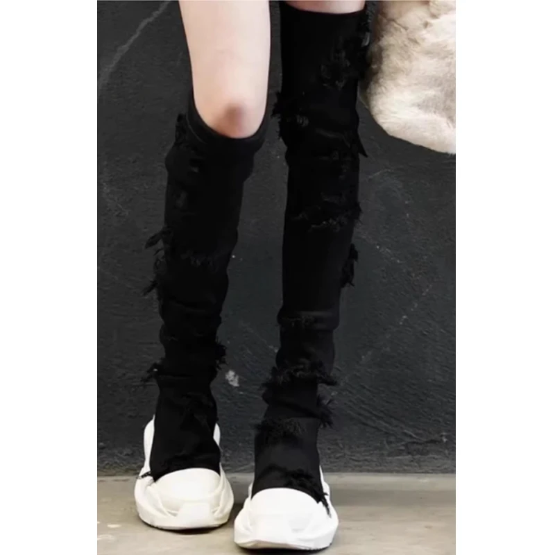 

Черные джинсовые ботфорты на платформе с эффектом потертости для женщин, модель 2026 года, на толстой подошве, увеличивающие рост, модные джинсовые ботинки с рваными элементами