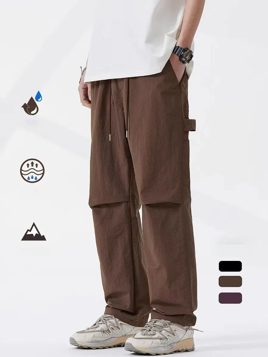 All-in-one casual pants feature loose straight leg 2024 new spring and autumn bunched pants for men