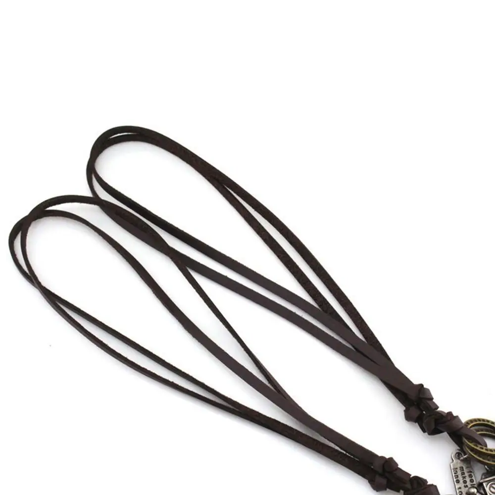 قلادة بدائرة مزدوجة بسلك جلدي قابل للتعديل للرجال والنساء ، قلادة قهوة سوداء ، هدية عيد الميلاد ، جديد ، 2 *