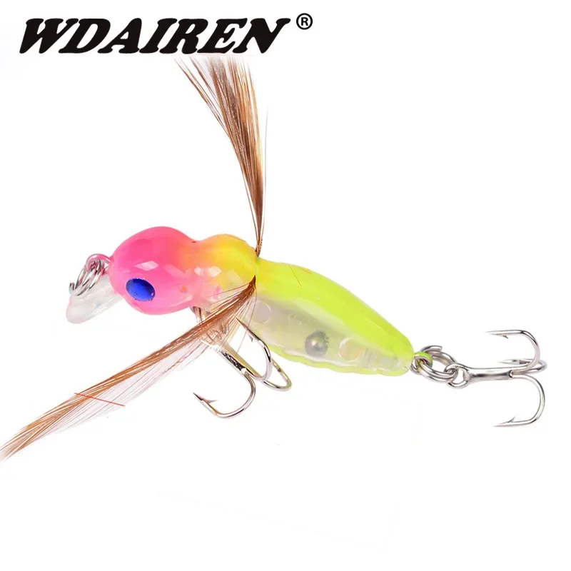 1 pc 4.5cm 3.5g pena abelha isca de pesca crankbait água doce pesca isca artificial inseto isca wobbler equipamento de pesca