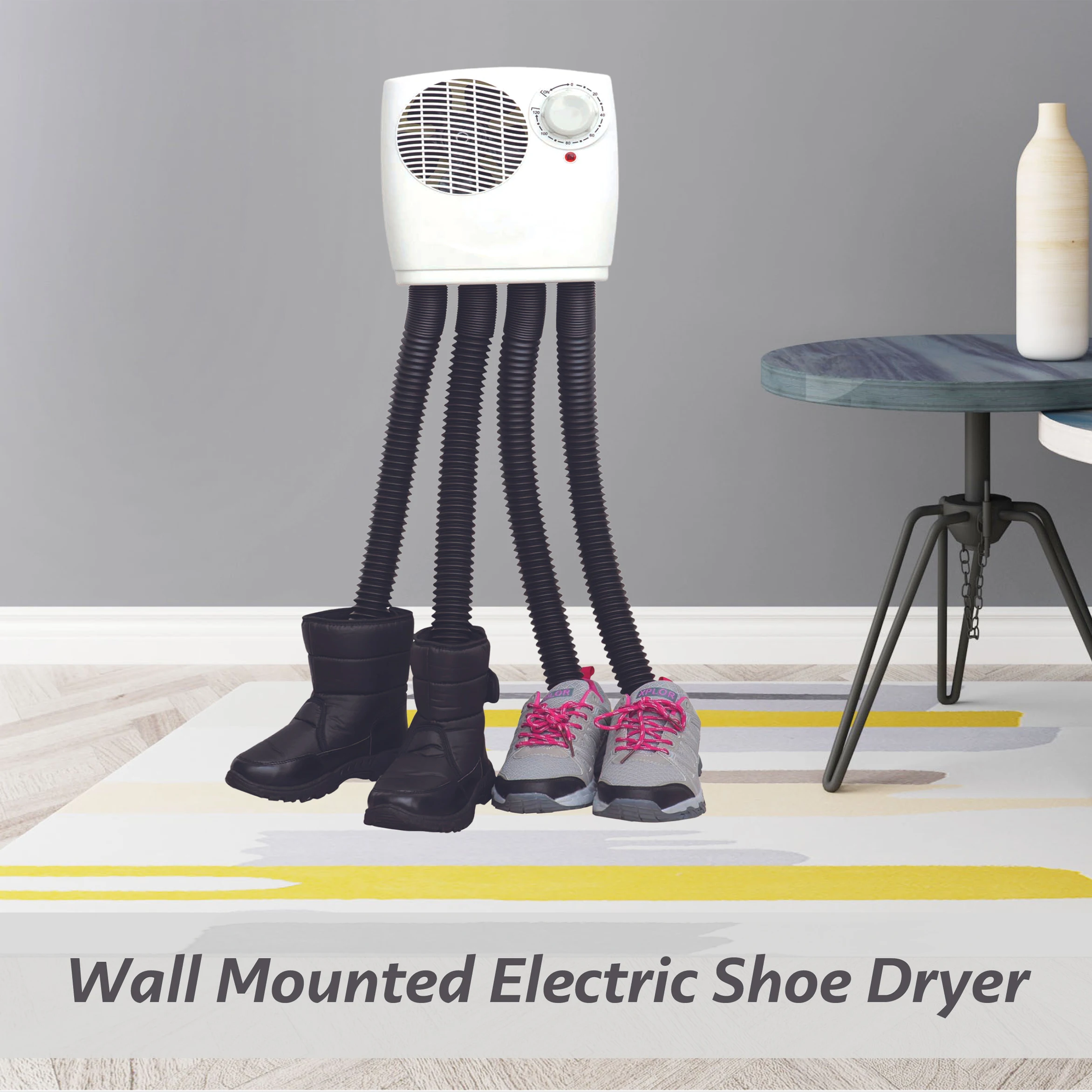 Wholesale Mini Household Electric Shoe Dryer Wall-Mounted Mechanical Control 2-Hour Timer 4 Hoses Indicate Light Appliance