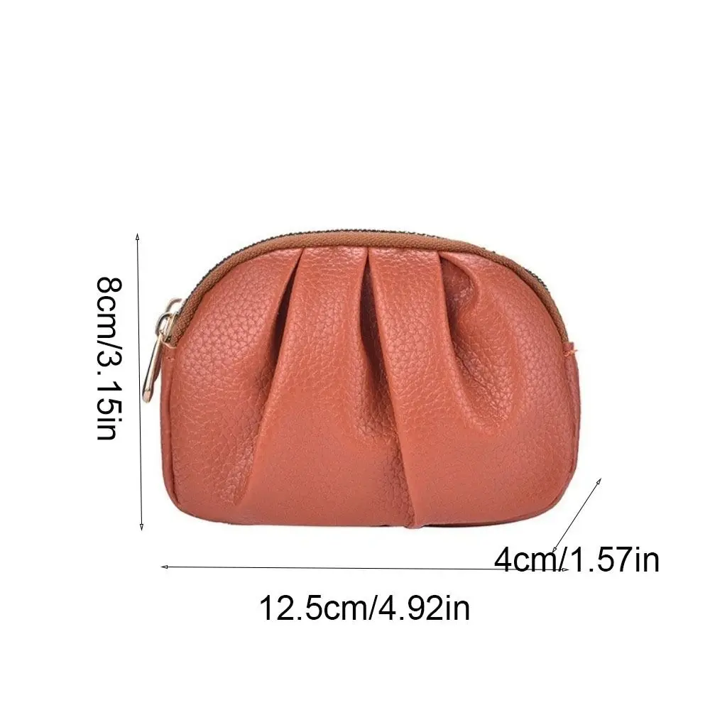 Clutch Bag Wrinkle Mini Wallet Double-layer Zipper Short Wallet Multifunctional Solid Color PU Leather Coin Purse Men