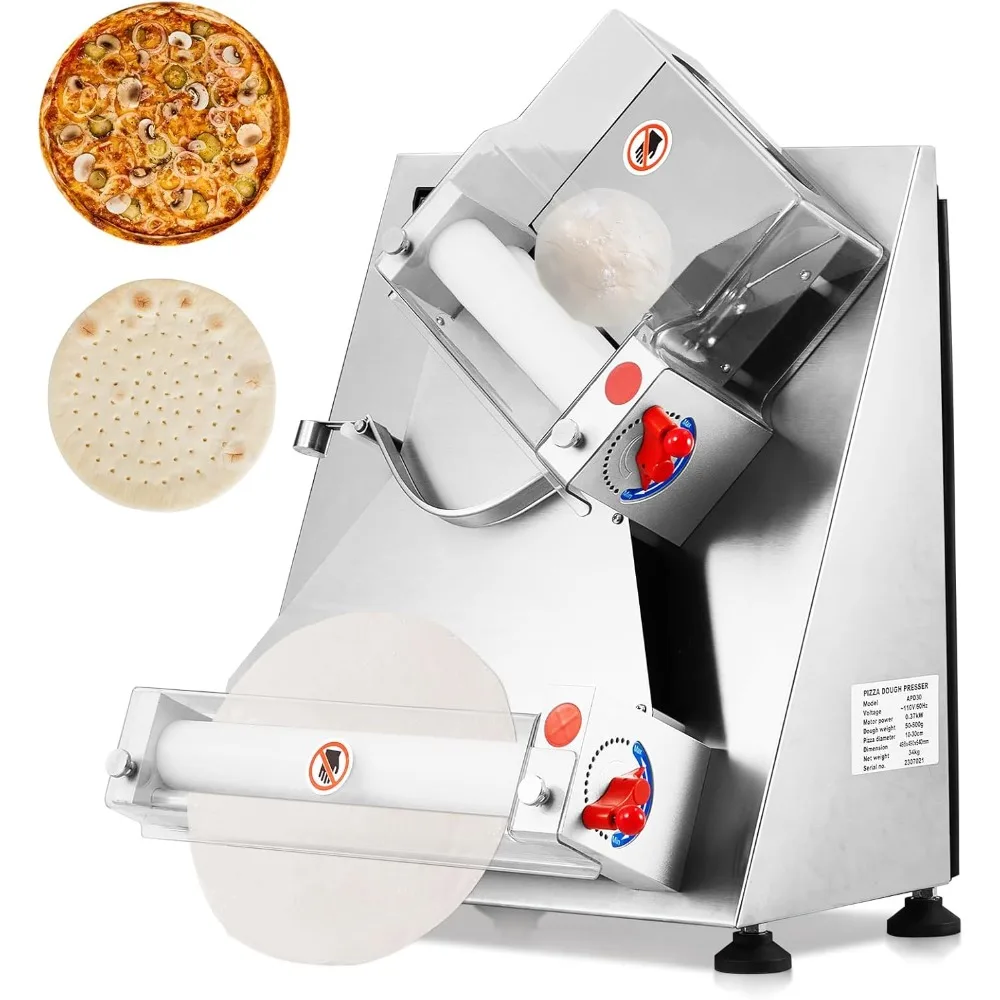 370W Electric Pizza Dough Roller, Stainless Steel, Suitable for Noodle