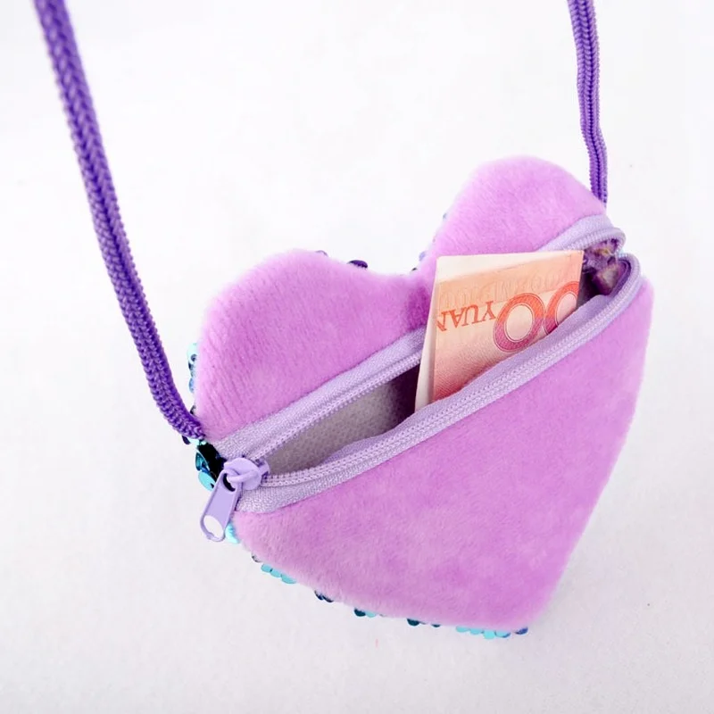 Cute Shoulder Coin Bag Baby Girls Children Handbags Mini Sequins Loving Heart Kids Messenger Bag Cartoon Small Coin Purse Gift