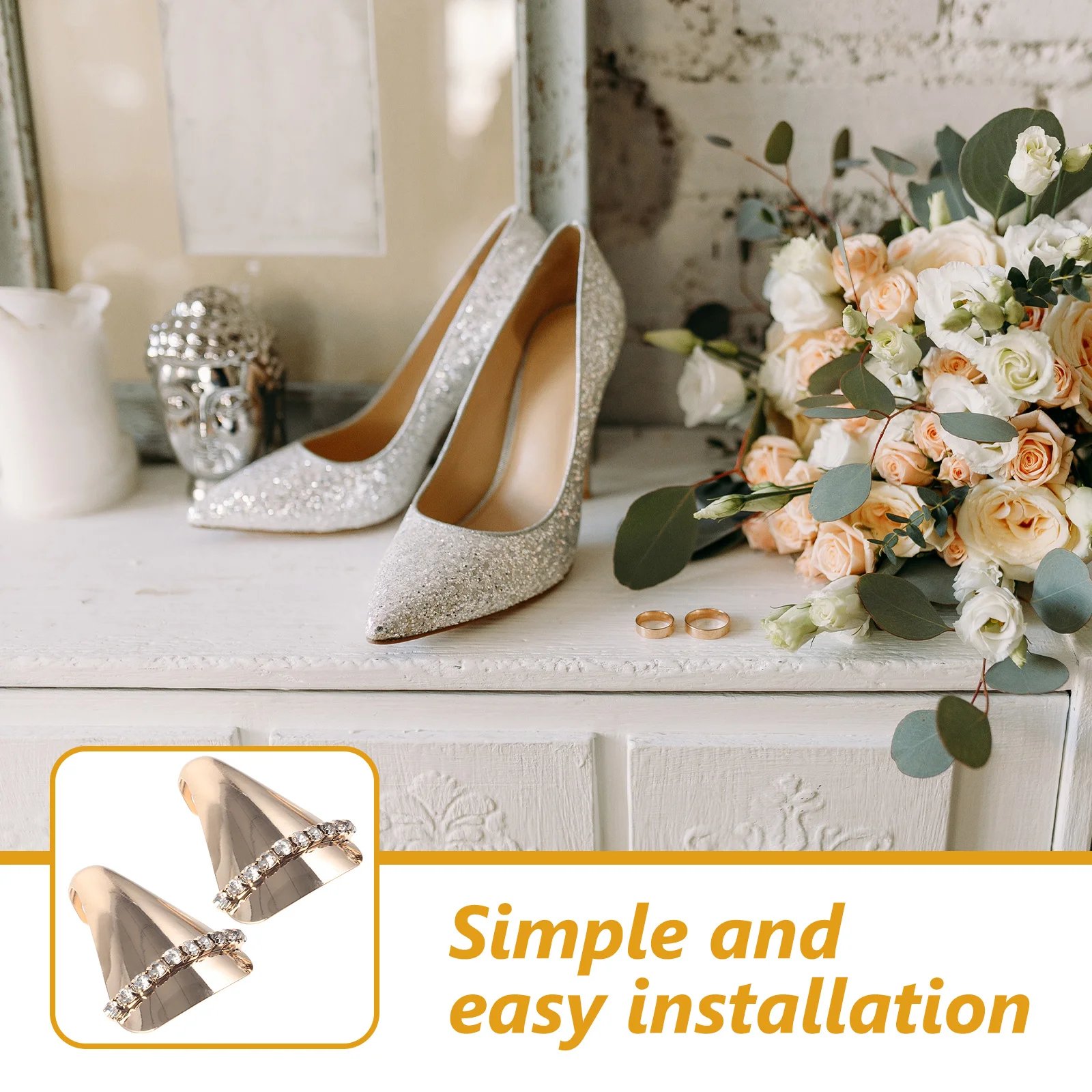 

1Pair High Heels Pointed Protector Metal Shoe Tip Cover Decorative Toe Caps for Different Type Shoes Easy to Install