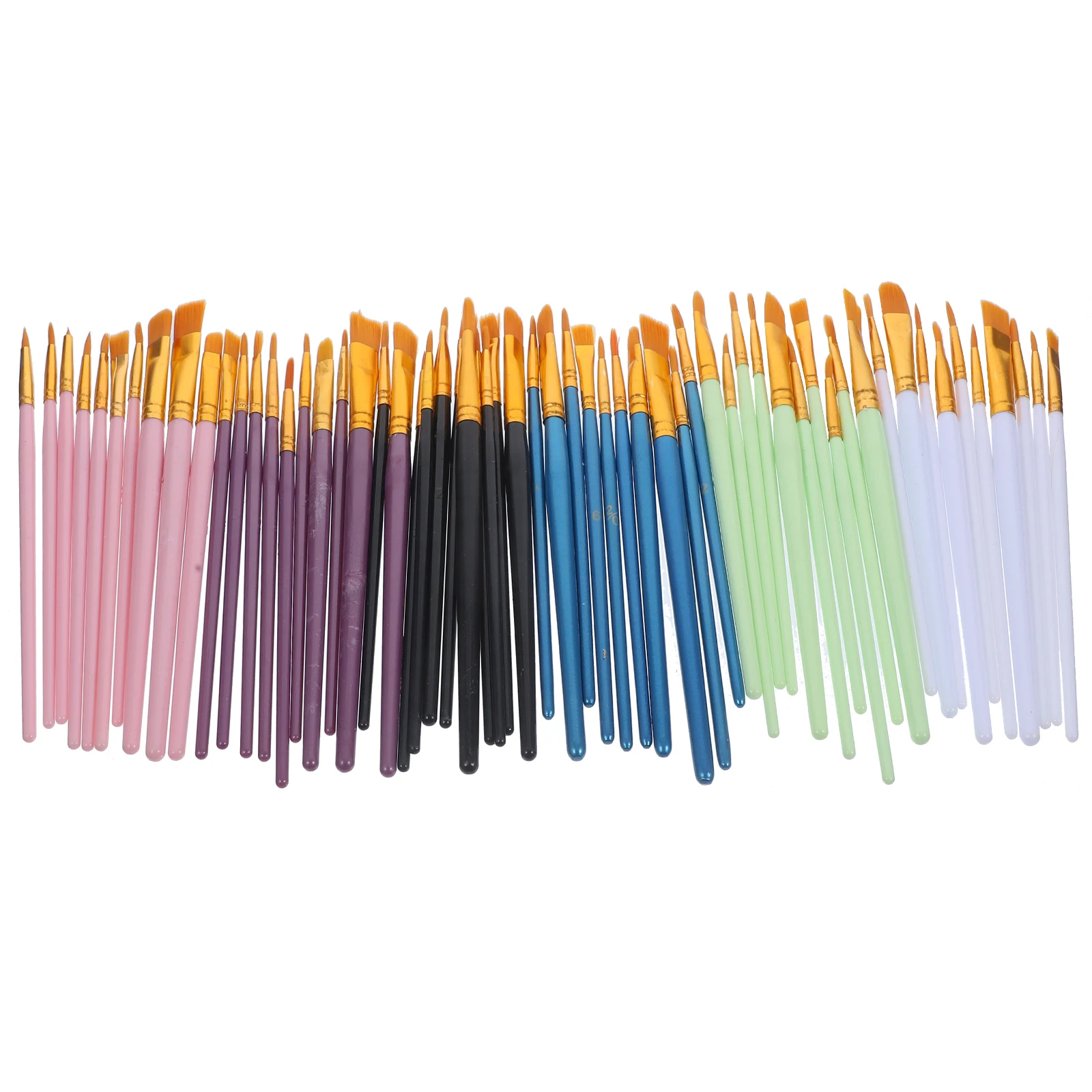 

60pcs Art Painting Brush Set Watercolor Oil Flat Tip Paintbrushes For Students Lightweight Portable Nylon Tools Kit Sketch