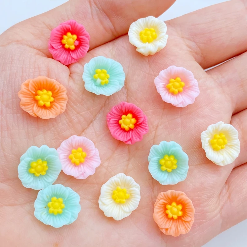 30Pcs New Mini Floret Flat Back Resin Scrapbook Kawaii DIY Home Furnishing Embellishments Hairpin Accessories