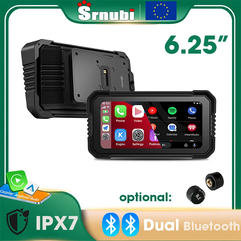6,25-calowy ekran nawigacji GPS z funkcją CarPlay, model Srnubi, przeznaczony do motocykli BMW R1200GS, R1250GS, R1300GS, S1000XR.