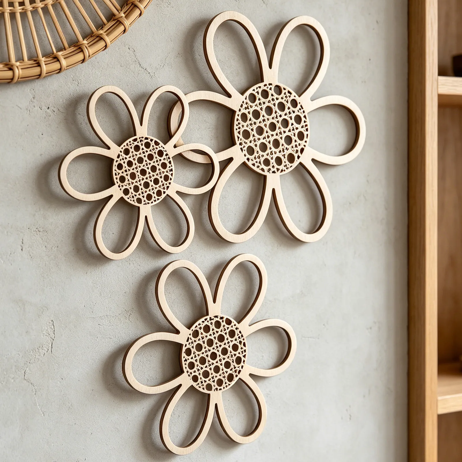 Macrame Wall Hanging - 3Pcs Macrame Daisy Wall Decor Bohemian