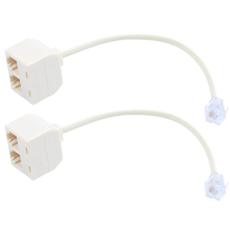 2X RJ 11 6P 4 C разъем 2 X Jack Порт M / F разделитель телефонный адаптер кабель бежевый