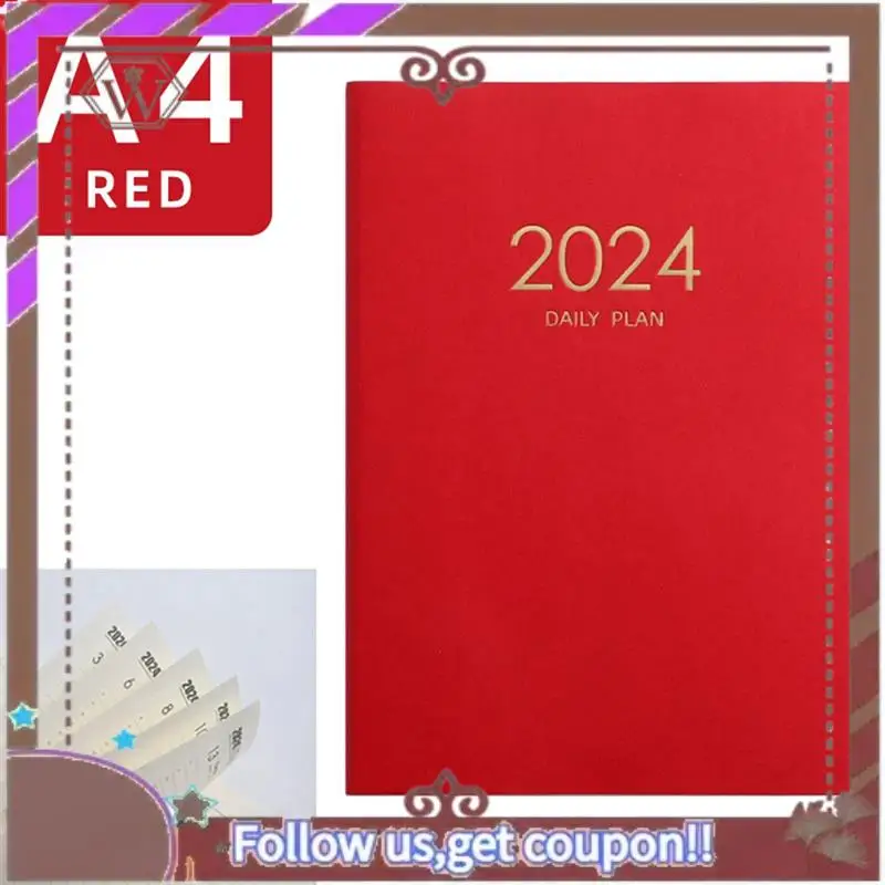 ล่าสุด 2024 สีแดง Plan ปฏิทินหนา Daily Plan โน้ตบุ๊ครายสัปดาห์โน้ตบุ๊คอุปกรณ์สํานักงานโรงเรียน 21.2 ซม.X 28.8 ซม.X 2C