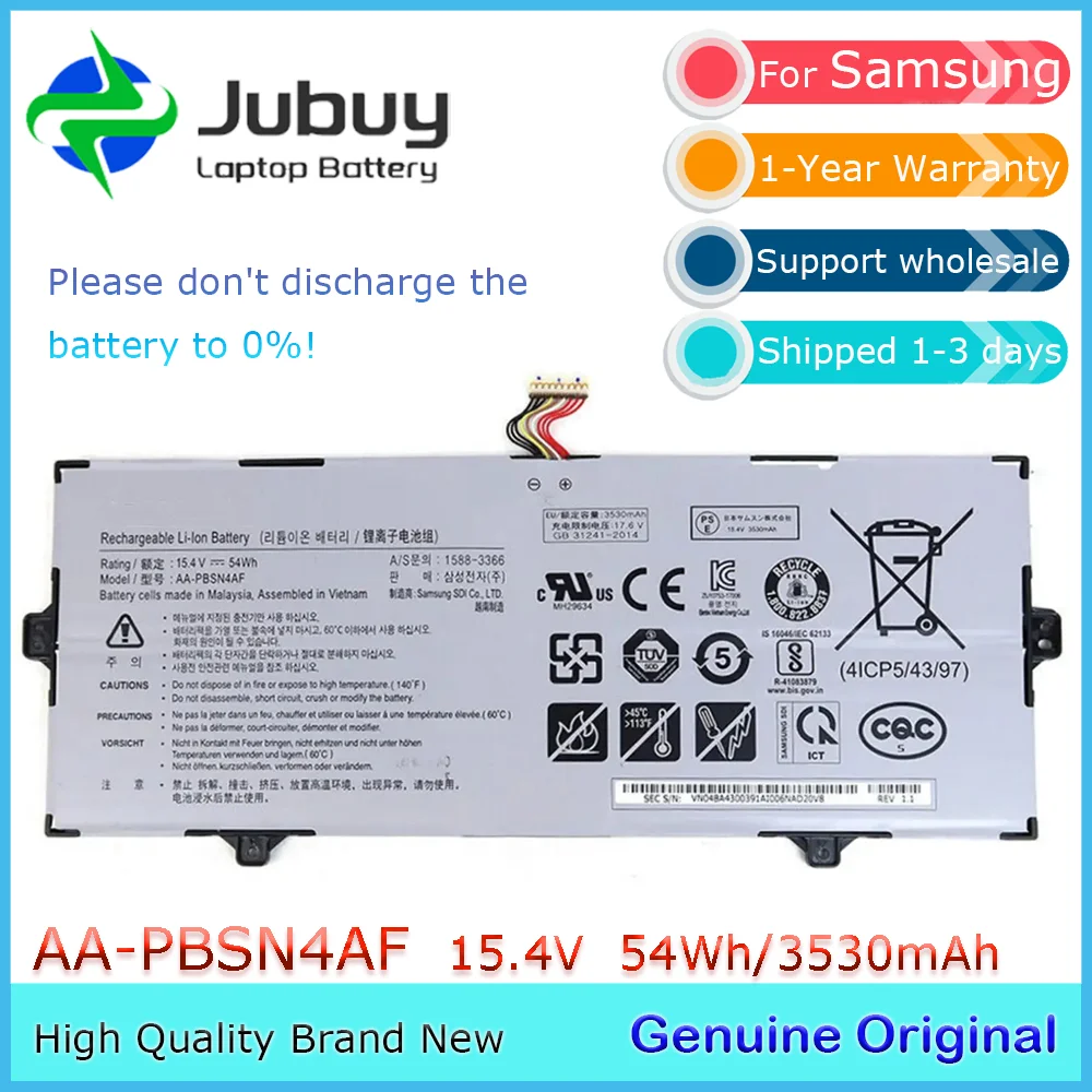 AA-PBSN4AF 15.4V 54Wh Original Laptop Battery for Samsung Galaxy Book Flex NP730QCJ 9 Pen NP930SBE NT930SBE