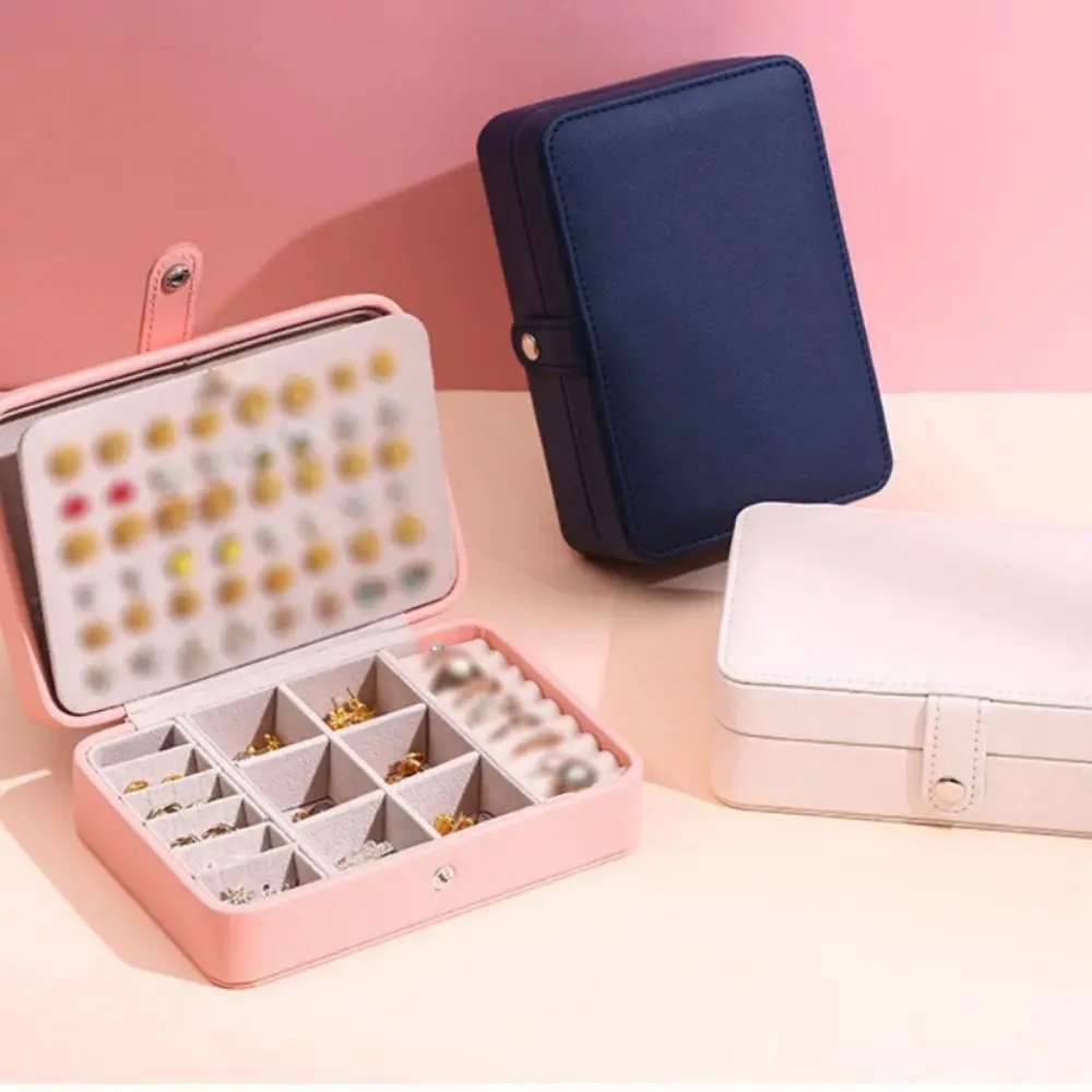

Leather Jewelry Box Multi-compartment Portable Jewelry Packaging Display Box Double-layer Ring Earring Necklace Storage Box
