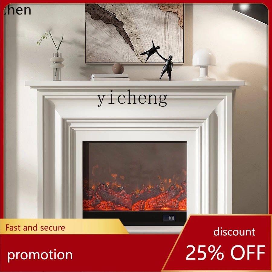 HXL retro white electronic heating fireplace TV cabinet decoration medium antique fireplace rack