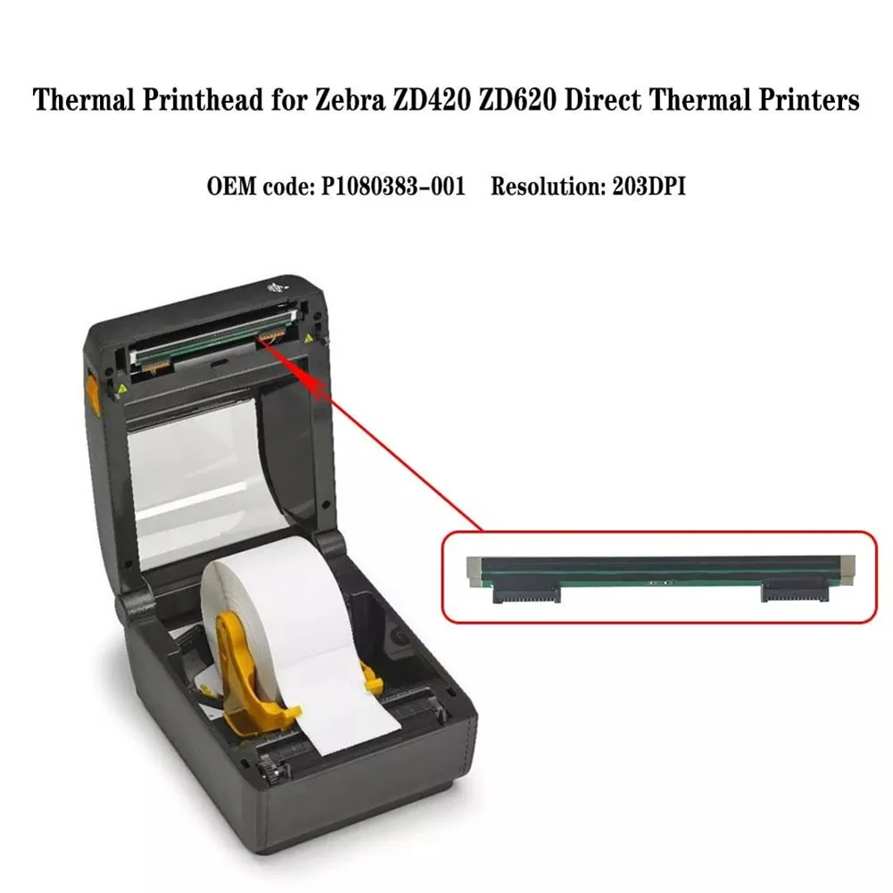 Новая печатающая головка для термопринтера Zebra ZD420 ZD620, 203 точек на дюйм, P1080383-001, высокоскоростная низкотемпературная прозрачная печать