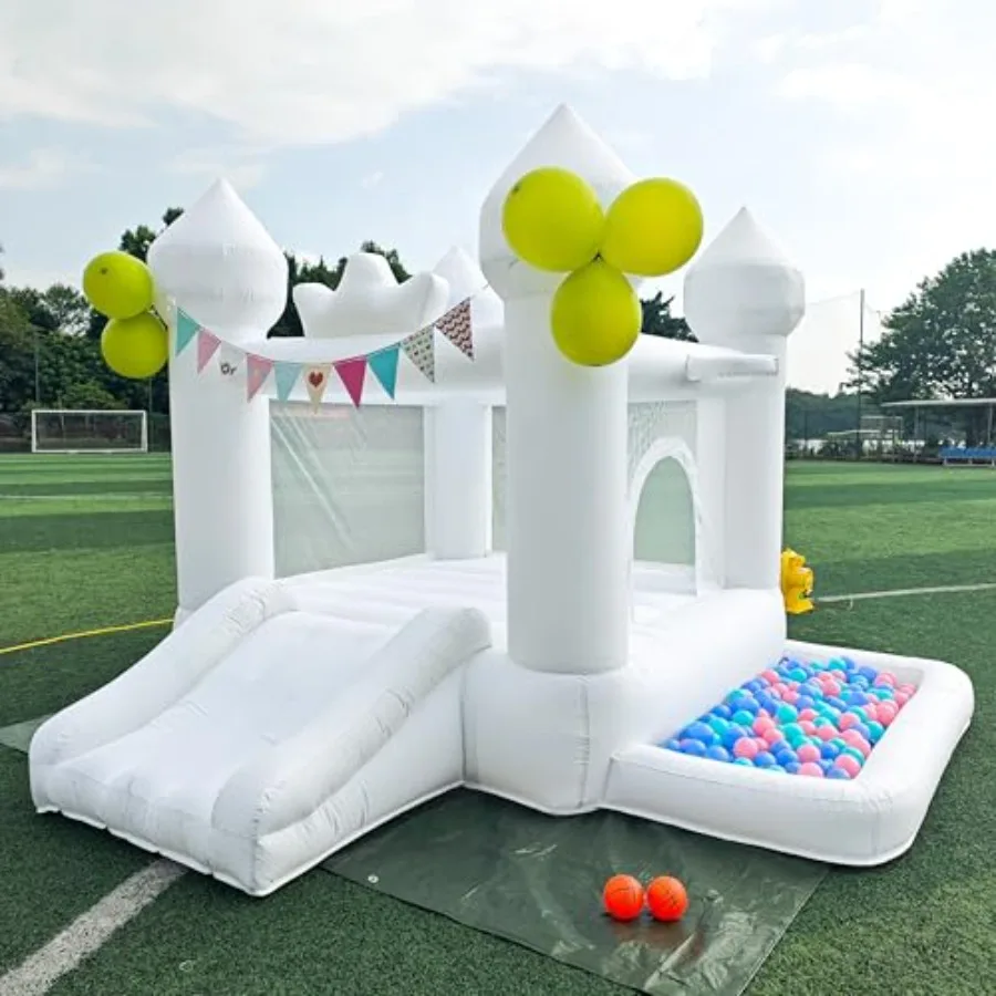 

9FT White Bounce HouseInflatable Toddler Bouncy House for 3-6 Age Party Gift with Blower White Jumper Bouncy Castle Wedding Dec