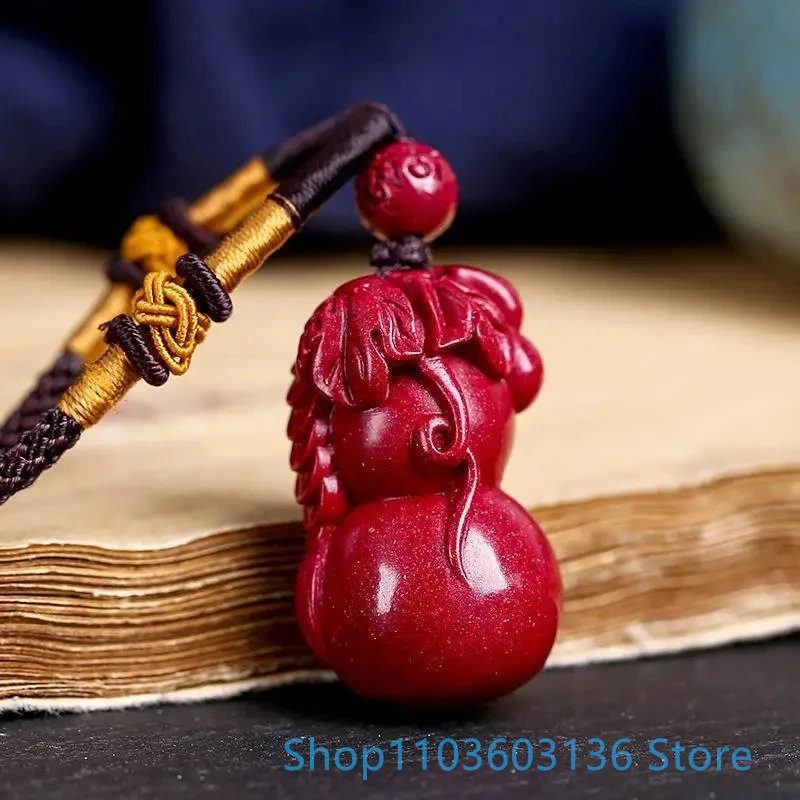 Raw ore purple Cinnabar vermilion sand high content gourd Handcarved production Cinnabar pendant men's and women's Amulet