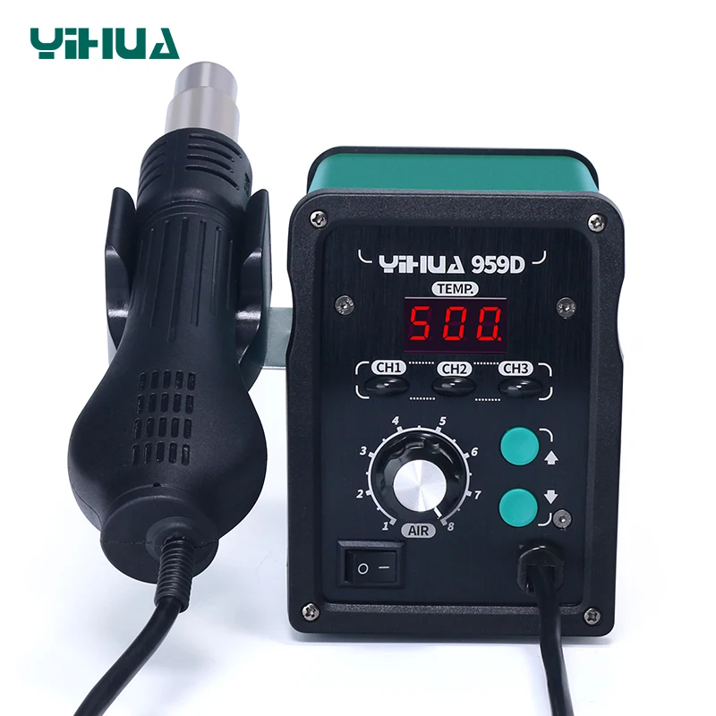 YIHUA 959D hot air gun โทรศัพท์มือถือดิจิตอล hot air desoldering soldering rework station