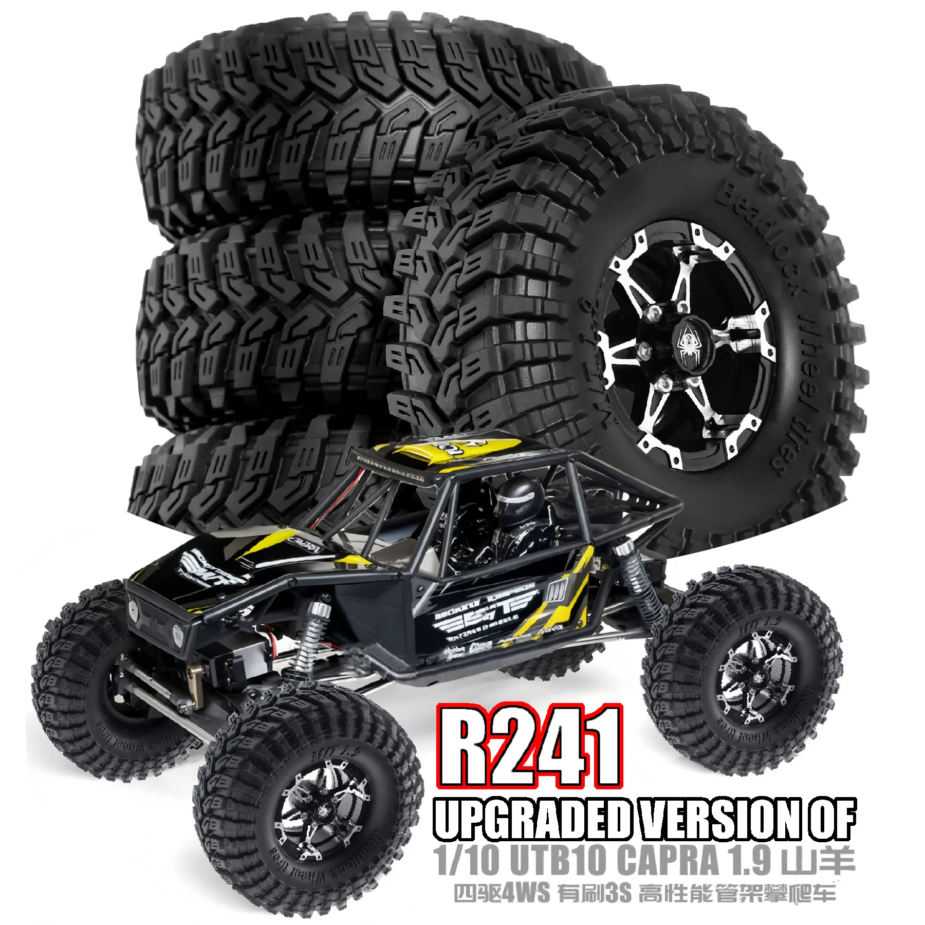RED SPIDER 4Pcs 115mm 1.9 Inch RC Rubber Tires Metal Beadlock Wheel Rims Set For 1/10 RC Crawler TRX4 SCX10 Capra AX10 Wraith