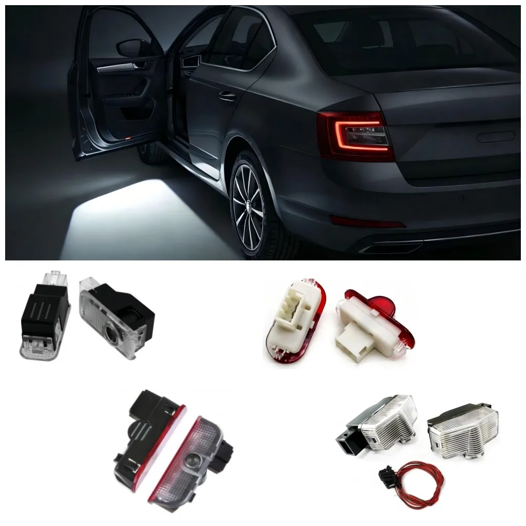 2Pc LED Car Door Ghost Shadow Projector Light Accessories For Skoda VRS Octavia A5 Superb 2 MK2 3 MK3 MK4 3U 3V 3T 3V5 2022 2023