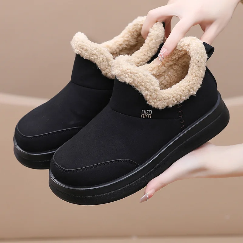 Winter Women’s Low-top Shoes Non-slip Warm Lightweight Soft Comfortable Walking Shoes Casual Plugging Thickening Versatile Shoes