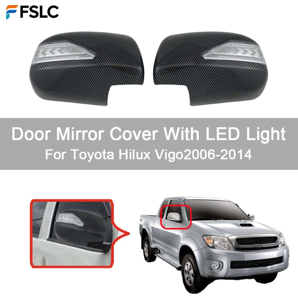 

Cars Accessories Door Mirror Cover With LED Light For Toyota Hilux Vigo2006-2014 Car Decoration Stickers Upgrade