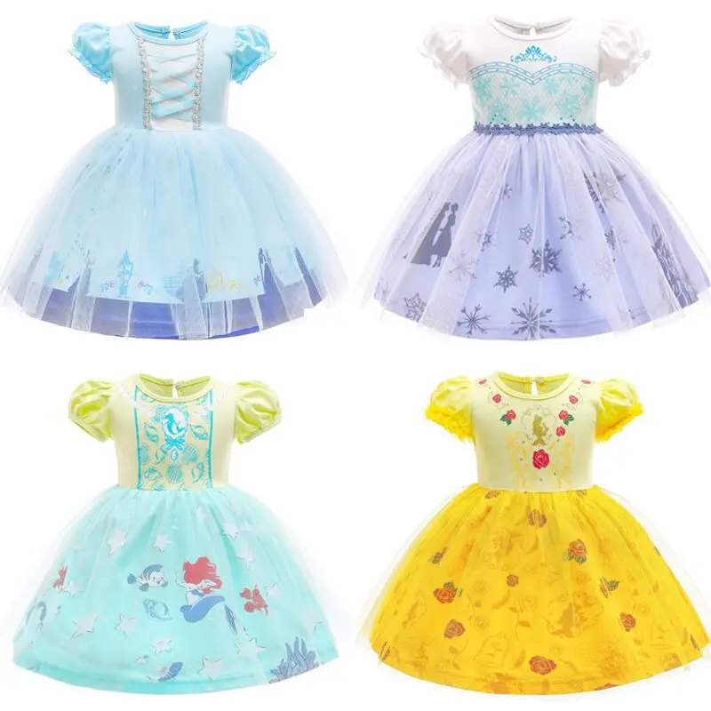 

Baby Girls Princess Dress For 2-6Years Kids Mesh Puff Sleeve Ball Gown Halloween Birthday Party Carnival Cartoon Costume