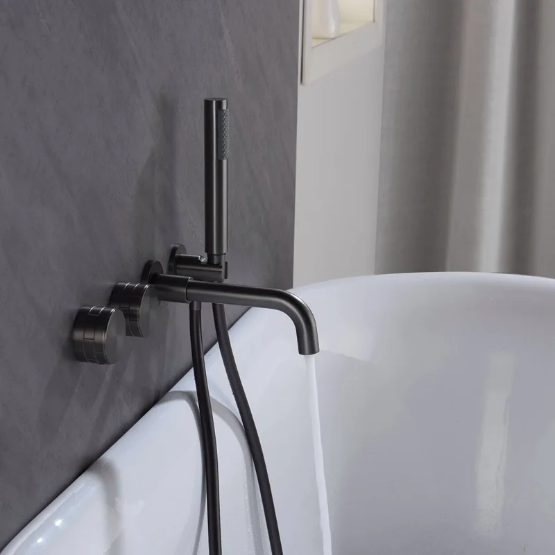 ZAPPO Bathtub Shower Faucet Set Wall Mount Faucet with Handheld Shower Hand 2 Function Bath Fixtures with Rough-in Valve Mixer