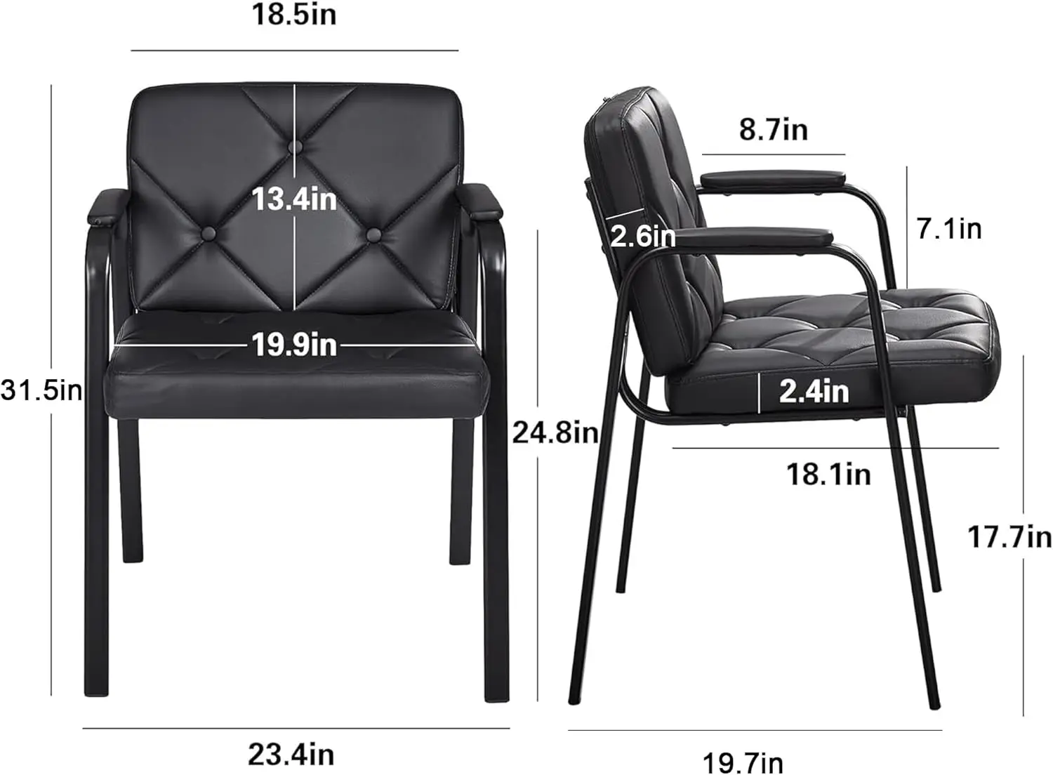 Büro-Gast-Wartestuhl-Set, 2er-Set, gepolsterte Armlehnen, Metallrahmen, bequemer Sitz für Konferenzen, Empfang, Lobbybereich, Mee