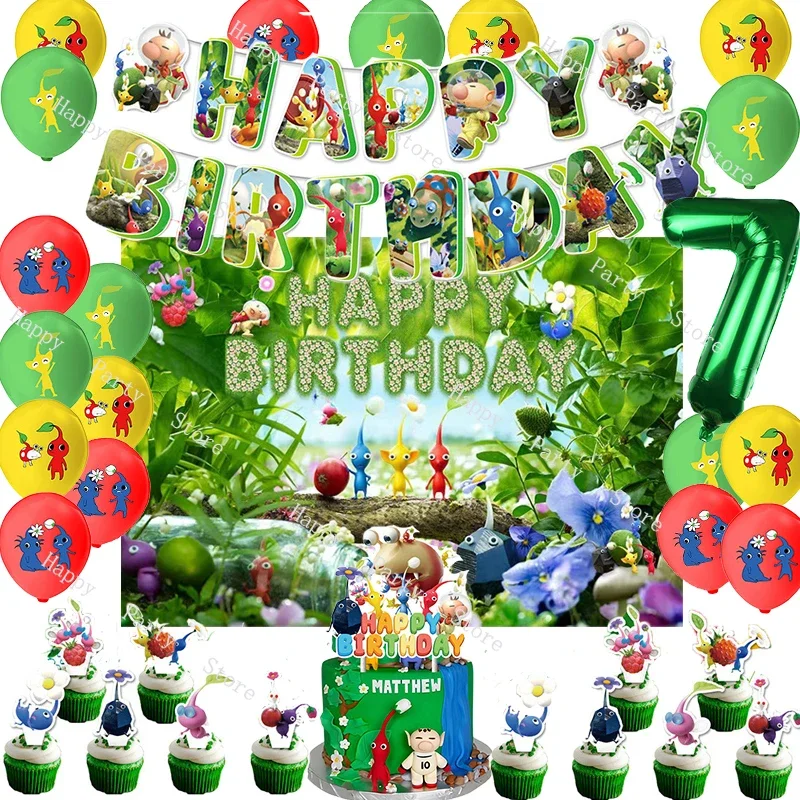 Das Spiel Pikmin Geburtstags feier Dekorationen Pikmin Ballon Banner Hintergrund Kuchen Topper Party liefert Baby party