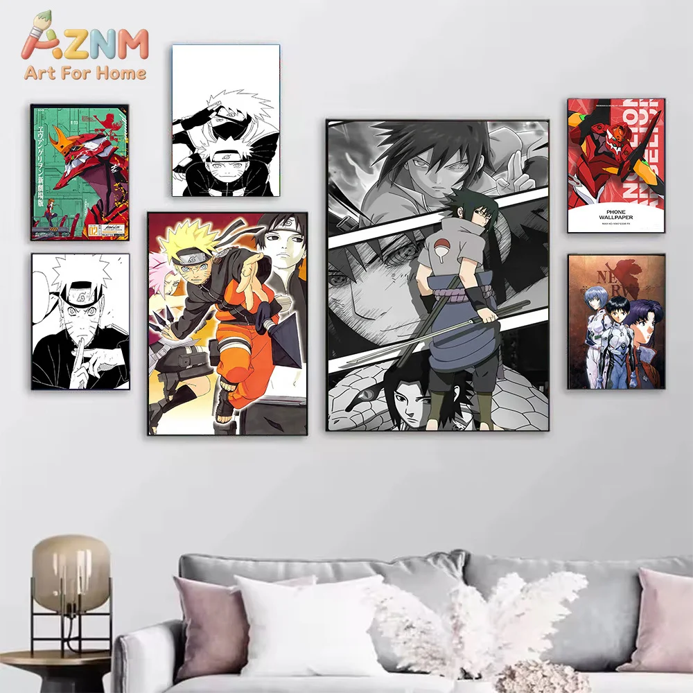AZNM Anime Canvas Painting Kakashi Naruto Evangelion Art Print Wall Decor