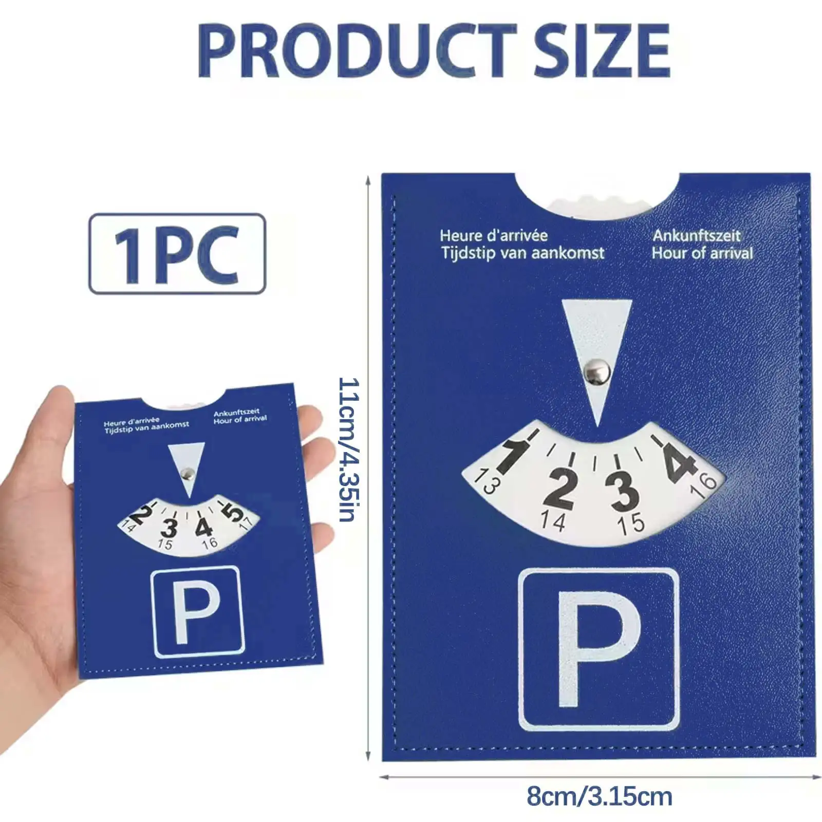 Blue Parking Disc – 3.15×4.35 in Soft Touch PU Leather, Vehicle Accessory, Premium Look, Sleek Design, Auto Accessory, Vehicle
