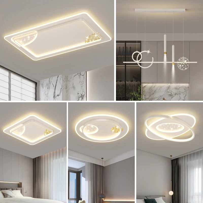 Modern Led Ceiling Lights For Living Room Bedroom Dining Hall Round/Square/Rectangle Chandelier Ceiling Lamp with remote control