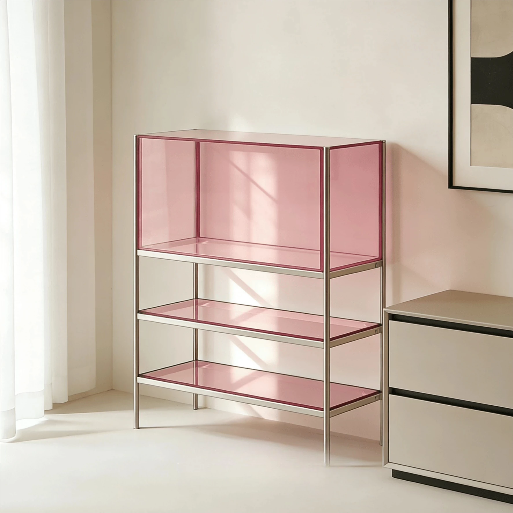 Floor-to-ceiling bookshelf display shelf Living room small transparent shelf