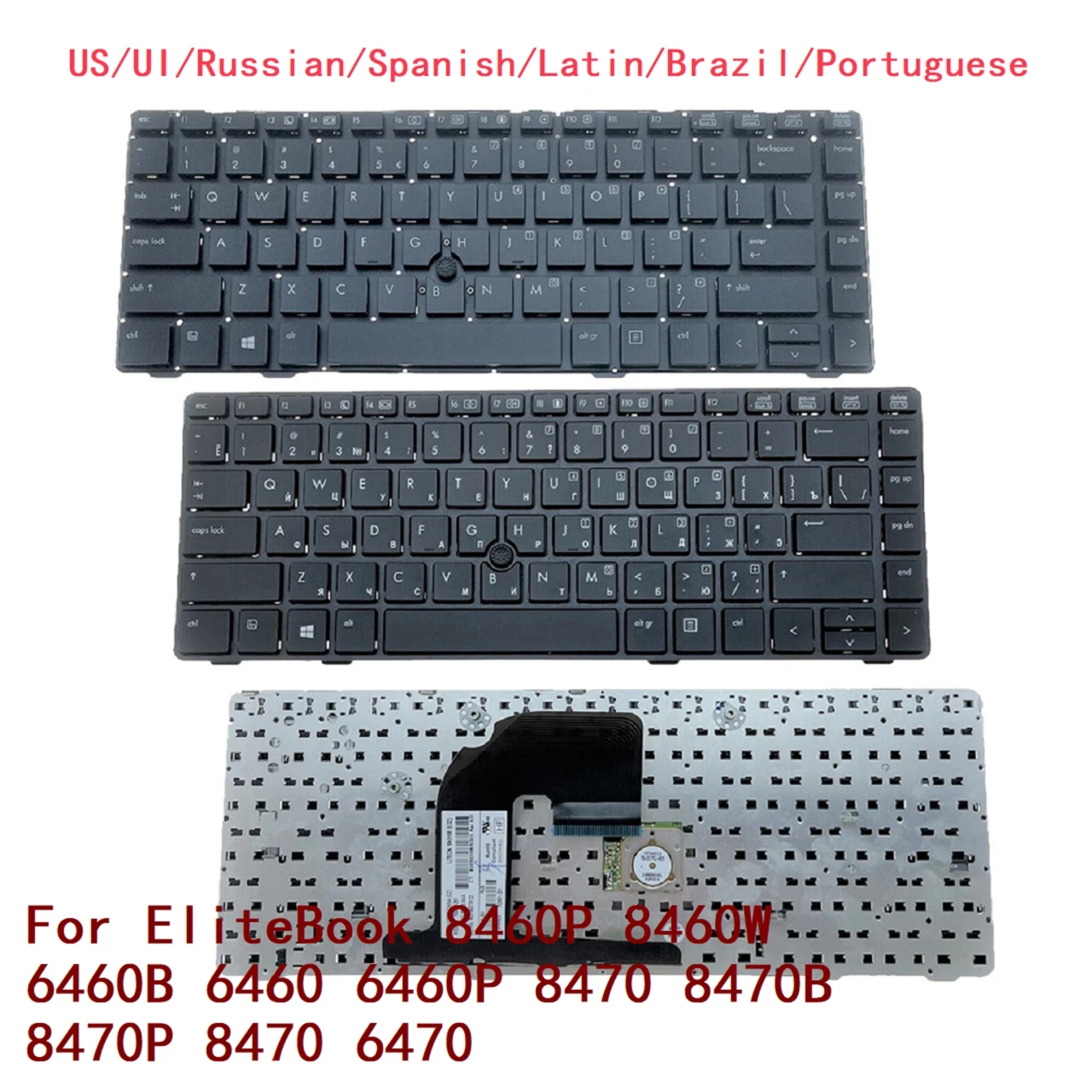 Teclado para HP EliteBook, UI dos EUA, Russo, Espanhol, Latim, Brasil, Português, 8460P, 8460W, 6460B, 6460, 6460P, 8470, 8470B, 8470P, 8470, 6470